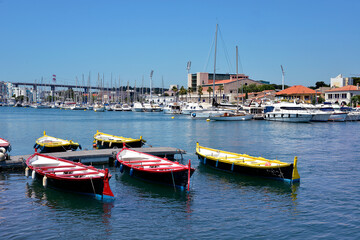 Wall Mural - Port and colored small boats at Martigues in France, a commune northwest of Marseille. It is part of the Bouches-du-Rhône department in the 
	Provence-Alpes-Côte d'Azur region 