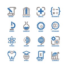 Canvas Print - collection of educational subject icons