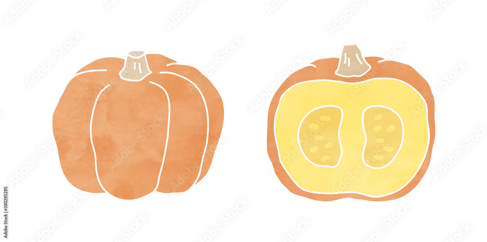 手書き水彩風のシンプルなカボチャのイラスト 断面 ハロウィン おしゃれ 野菜 食材 Wall Mural Yugoro 手書き水彩風のシンプルなカボチャのイラスト 断面 ハロウィン おしゃれ 野菜 食材 Wall Mural Yugoro