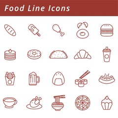 Sticker - collection of food line icons