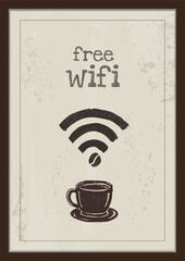 Canvas Print - Free wifi concept with coffee