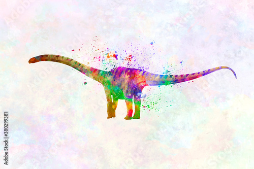 Mamenchisaurus  Dinosaur in watercolor Lerretsbilde