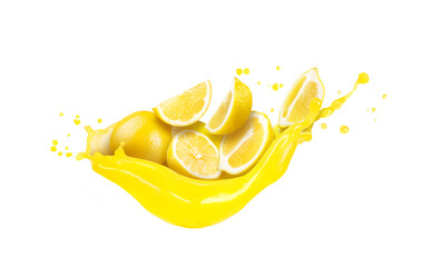 Wall Mural - lemons in a splash of juice