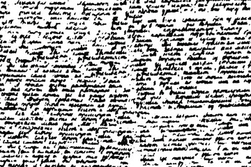 Leinwandbilder - Grunge texture of handwritten unreadable handwritten text written in ink carelessly and sloppily. Monochrome background of illegible handwriting. Vector illustration. Overlay template.
