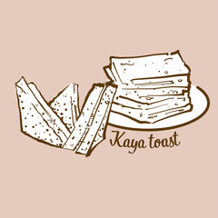 Sticker - Hand-drawn Kaya toast bread illustration