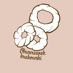 Sticker - Hand-drawn Obwarzanek krakowski bread illustration