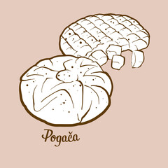 Wall Mural - Hand-drawn Pogaca bread illustration