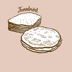 Sticker - Hand-drawn Tunnbröd bread illustration