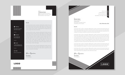 Minimalist concept business style clean & creative letterhead template design. Professional & modern letterhead template with abstract geometric shapes. Set of vector graphic illustration.