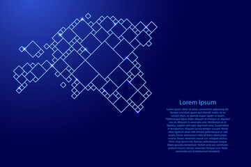 Fototapete - Estonia map from blue pattern from a grid of squares of different sizes and glowing space stars. Vector illustration.