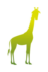 Poster - wild african giraffe green silhouette icon