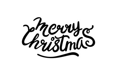 Wall Mural - Merry christmas lettering. Vector illustration in flat style