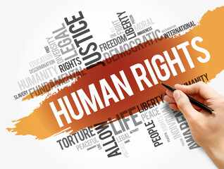 Human rights word cloud collage, social concept background