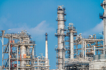 Industrial zone,The equipment of oil refining,Close-up of industrial pipelines of an oil-refinery plant,Detail of oil pipeline with valves in large oil refinery.