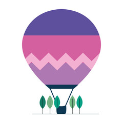 Wall Mural - Hot air balloon with trees design of Transportation adventure freedom journey travel up airship and trip theme Vector illustration