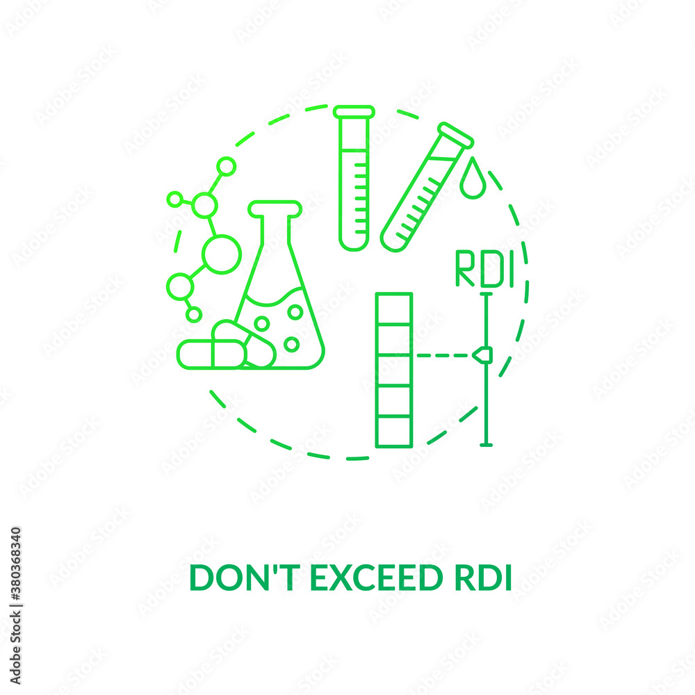RDI excess concept icon. Adequate vitamins intake idea thin line ...