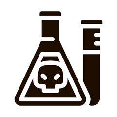 Poster - Flask With Chemical Liquid Vector Icon. Chemical Toxic Poison In Container Environmental Pollution, Radiological Contamination Pictogram. Contour Illustration