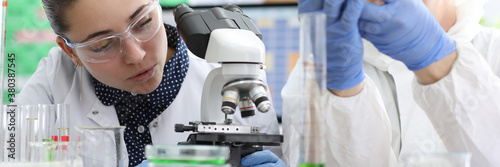 Cuadros en Lienzo Laboratory staff conduct experiments on liquid