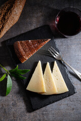 Manchego cheese cured with glass of wine