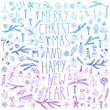 © katyabogina - Christmas and new year card with lettering, snowflakes, snowman, fir tree branches, candy, ornaments.