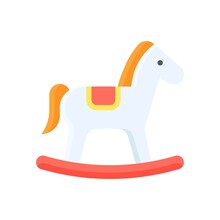 Baby Toy Related Rocking Horse With Slide And Hairs For Kids Vectors In Flat Style,