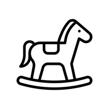 Baby Toy Related Rocking Horse With Slide And Hairs For Kids Vectors In Lineal Style,