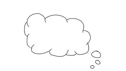 thinking cartoon cloud bubble sketch doodles being animated. hand-drawn moving scribble on white bac