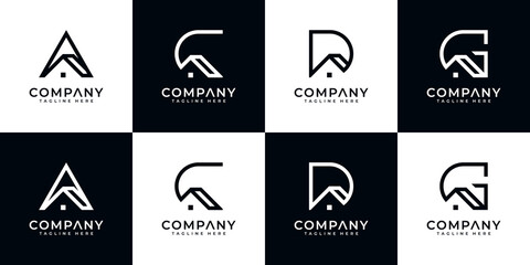 Set of creative monogram letter logo template. the logo can be used for homes logo.