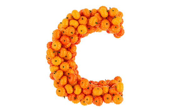 Letter C from Pumpkins. 3D rendering