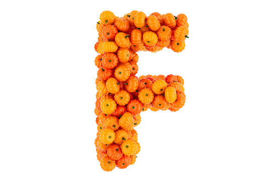 Letter F from Pumpkins. 3D rendering