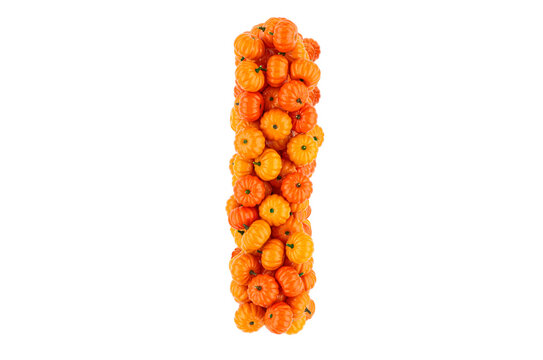 Letter I from Pumpkins. 3D rendering