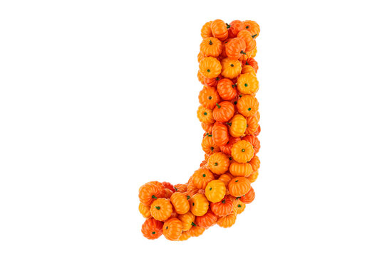 Letter J from Pumpkins. 3D rendering