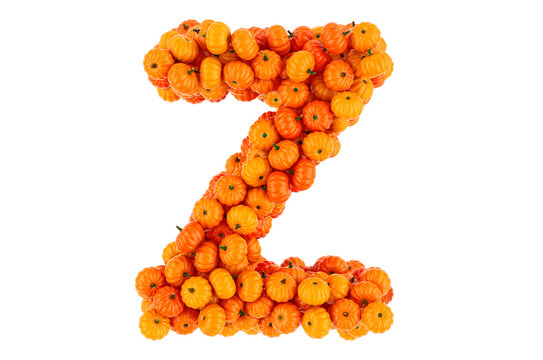 Letter Z from Pumpkins. 3D rendering