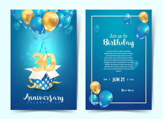 Wall Mural - celebration of 30 th years birthday vector invitation card. thirty years anniversary celebration bro
