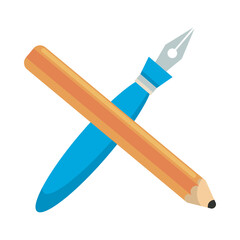 Poster - pencil and pen school supplies icons