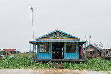 Floating Home On Tonle Sap Lake, Cambodia