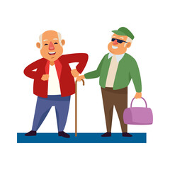 Poster - old men with handbag and cane active senior characters