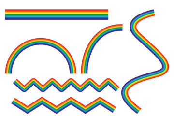 Poster - rainbow of different shapes. set of colored lines. collection of multicolored stripes. vector illust
