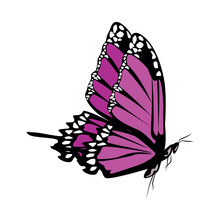 Beautiful Purple Butterfly Flying Isolated Icon