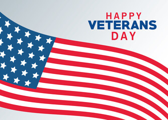 Canvas Print - happy veterans day lettering with usa flag