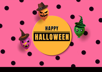 Wall Mural - Halloween balloons pink background