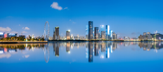 Wall Mural - The bustling night view of Qianhai Free Trade Zone in Shenzhen, Guangdong, China