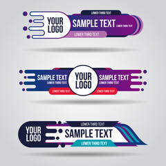 Wall Mural - lower third white and colorful design tv template modern contemporary. set of banners bar screen bro