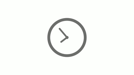 New gray color 12 hours circle clock icon on white background,clock icon without trick