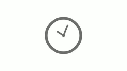 New gray color 12 hours circle clock icon on white background,clock icon without trick