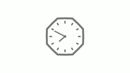 Gray color counting down clock icon on white background,clock icon