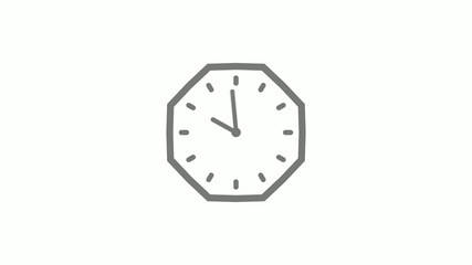 Gray color counting down clock icon on white background,clock icon