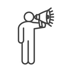 Poster - international human rights day, person using megaphone advertising line icon style