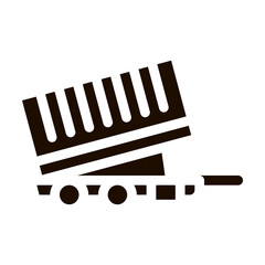 Aufkleber - Agricultural Cargo Trailer Vector Icon. Truck Trailer For Delivery Corn Grain. Machinery Transport Pictogram. Irrigation Machine Combine Monochrome Illustration