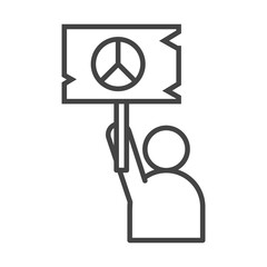 Poster - international human rights day character holding flag peace emblem line icon style